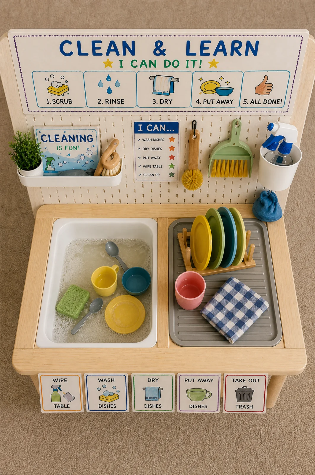 Clean & Learn Pretend Play Kitchen for Toddlers