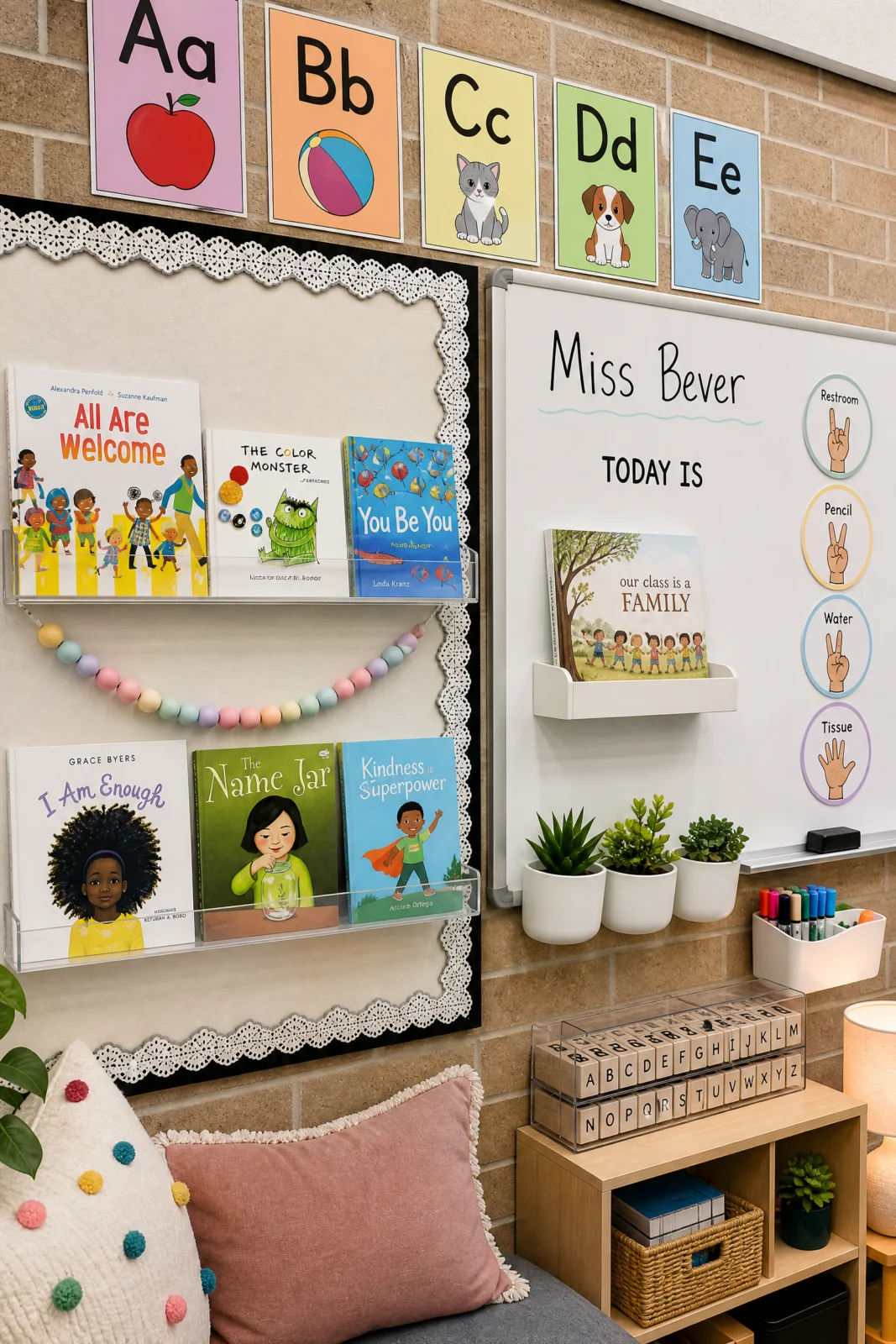 Boho Pastel Reading Corner & Classroom Library Setup