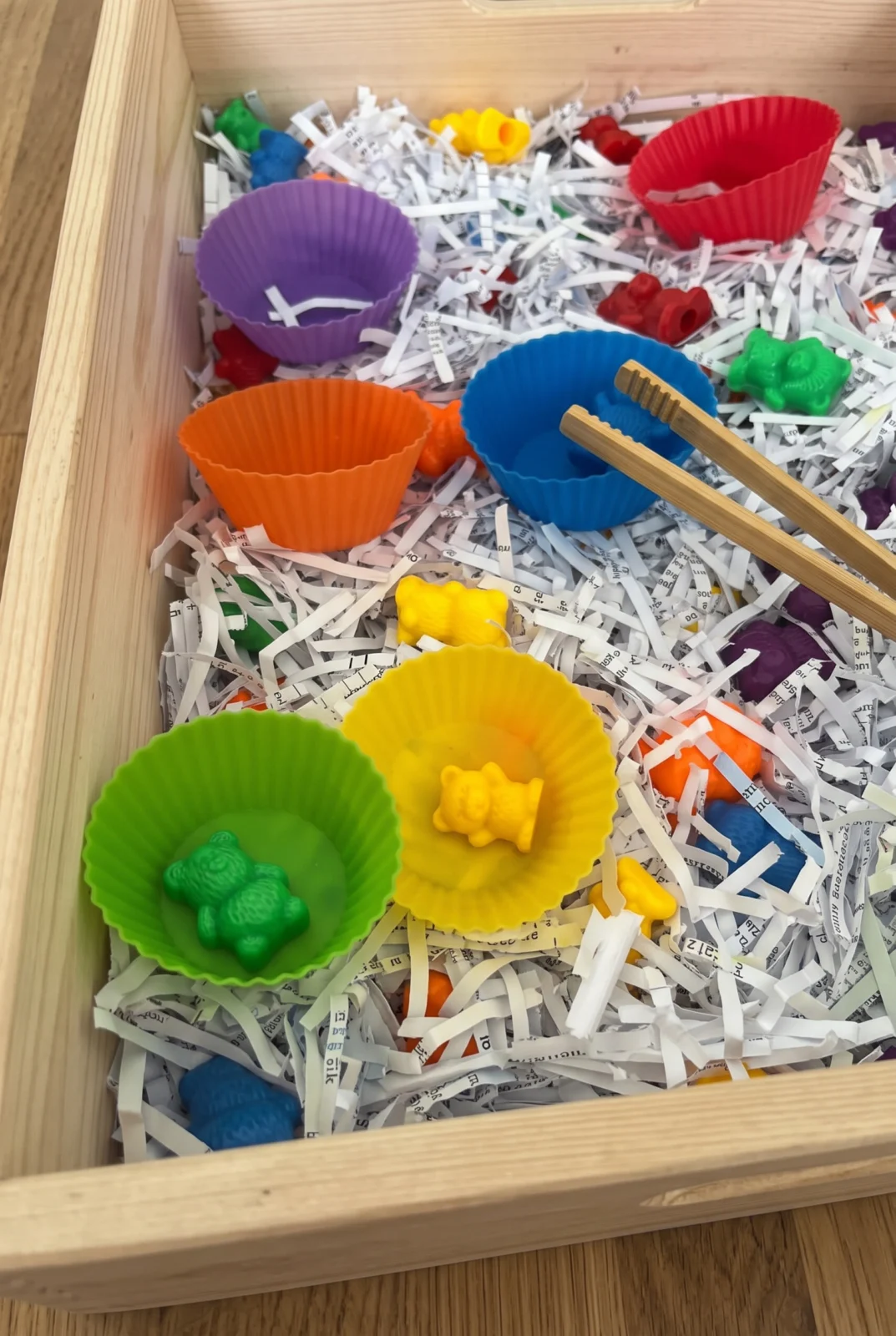 Rainbow Bear Color Sorting Tray: Fun Fine Motor Activity for Toddlers
