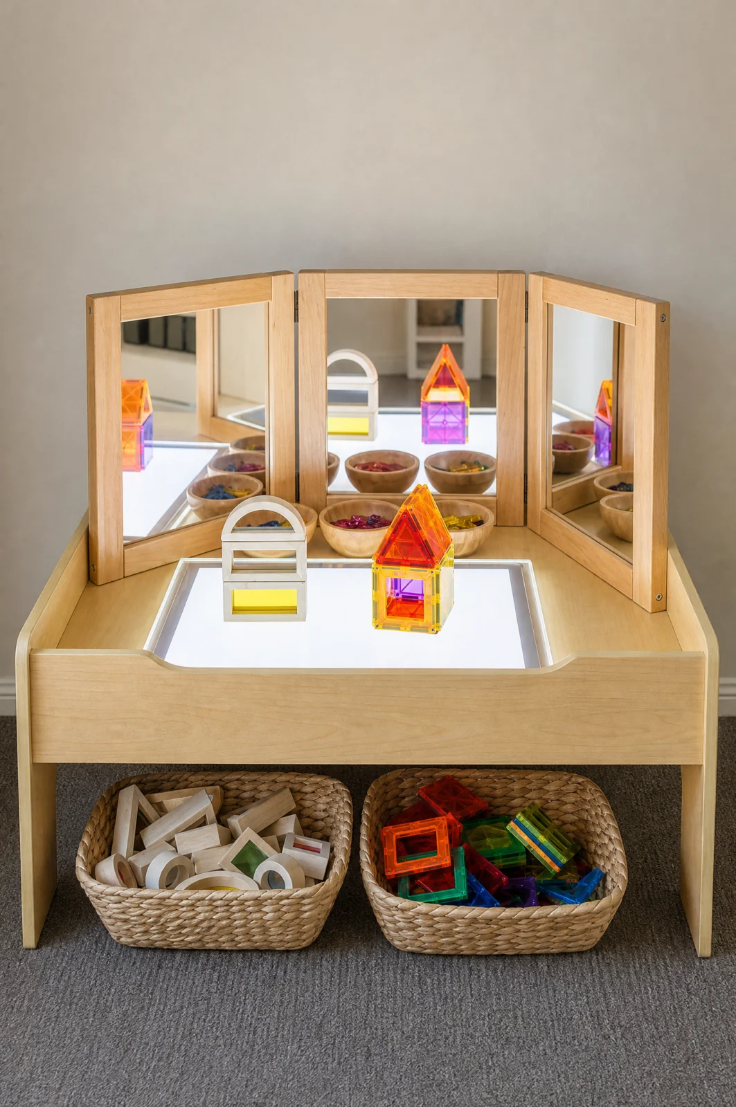 Interactive Light Table Setup for Creative Preschool Play