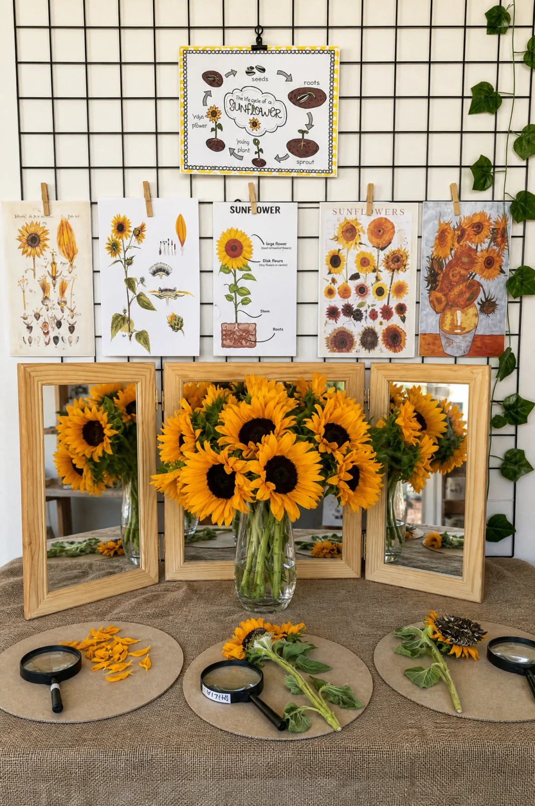 Sunflower Life Cycle & Botanical Science Play Table Setup