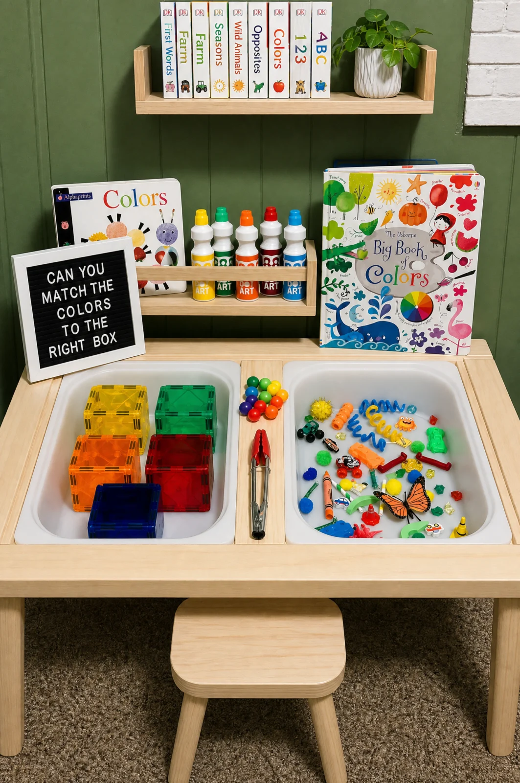Color Sorting & Fine Motor Skills Sensory Table Setup