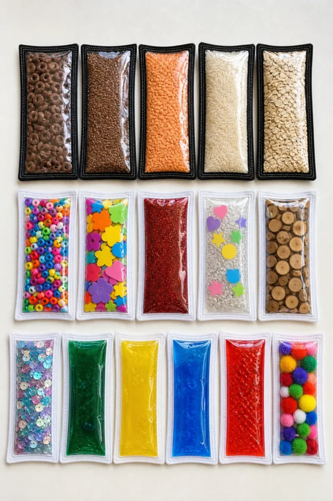 DIY Textured Sensory Pouches for Toddlers | Easy Montessori Activity