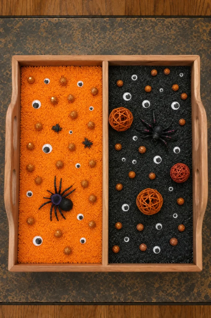 Halloween Googly Eyes & Spiders Sensory Tray Activity for Toddlers