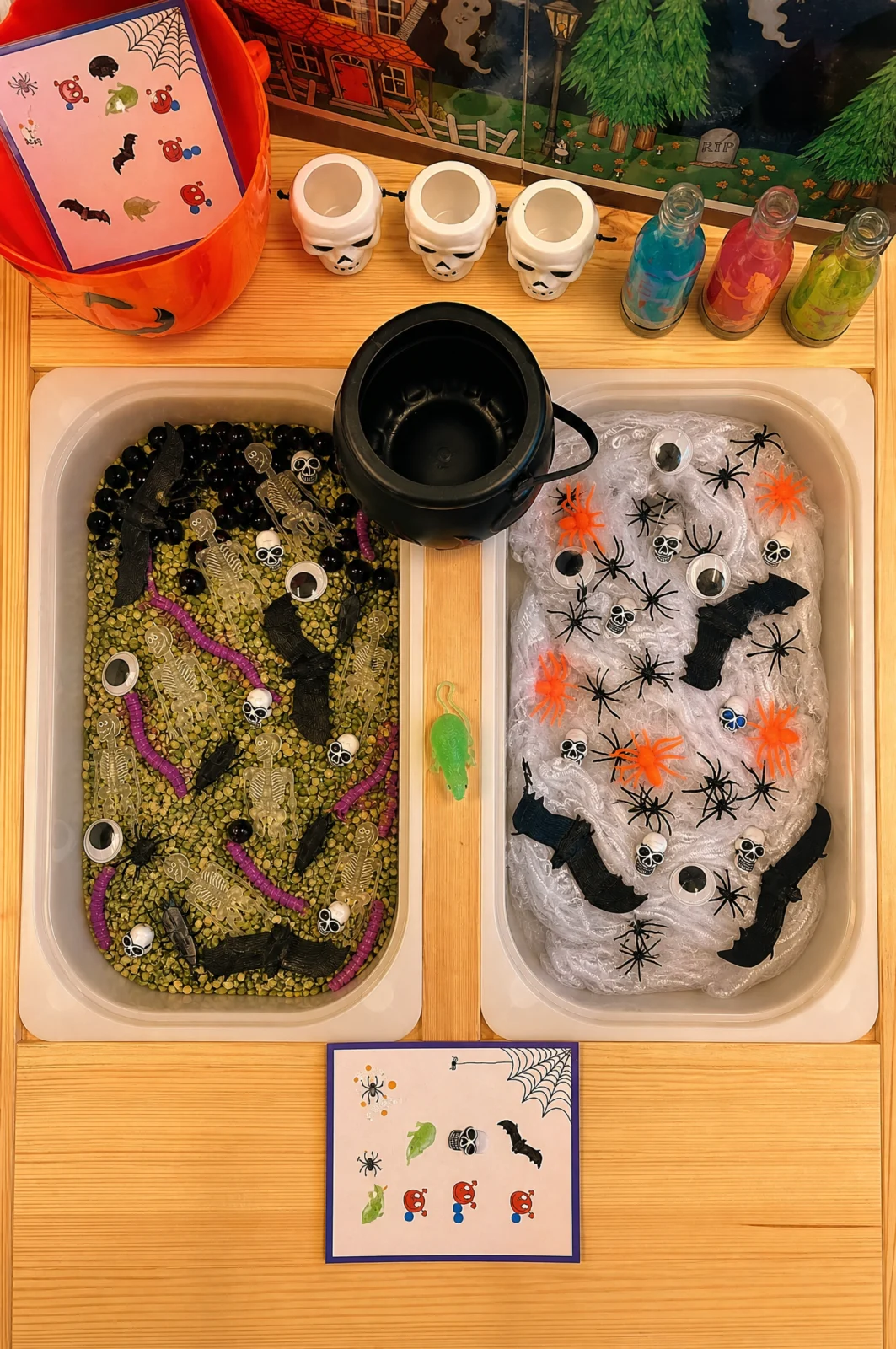 Spooky Halloween Flisat Sensory Table Setup for Toddlers & Kids