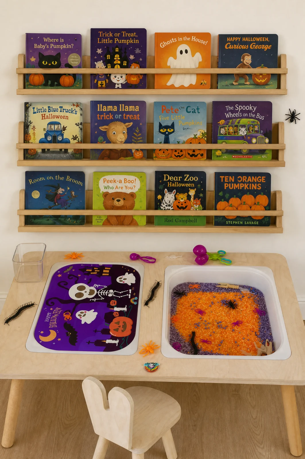 Halloween Book Nook & Sensory Table Setup