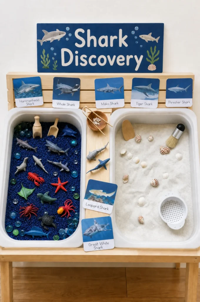 Shark Discovery Sensory Bin | Ocean Life STEM Play