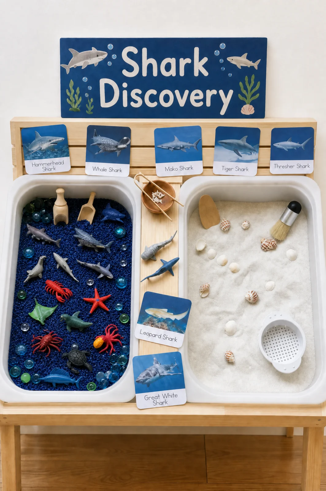 Shark Discovery Sensory Bin | Ocean Life STEM Play