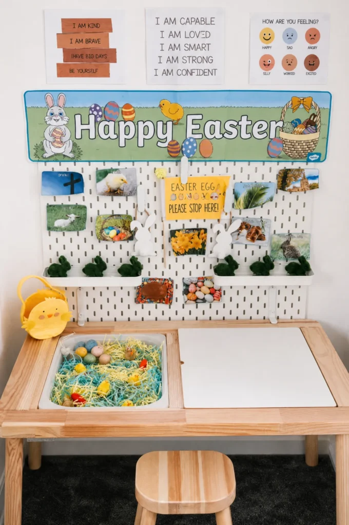 Easy Easter Sensory Table & Pegboard Ideas for Kids