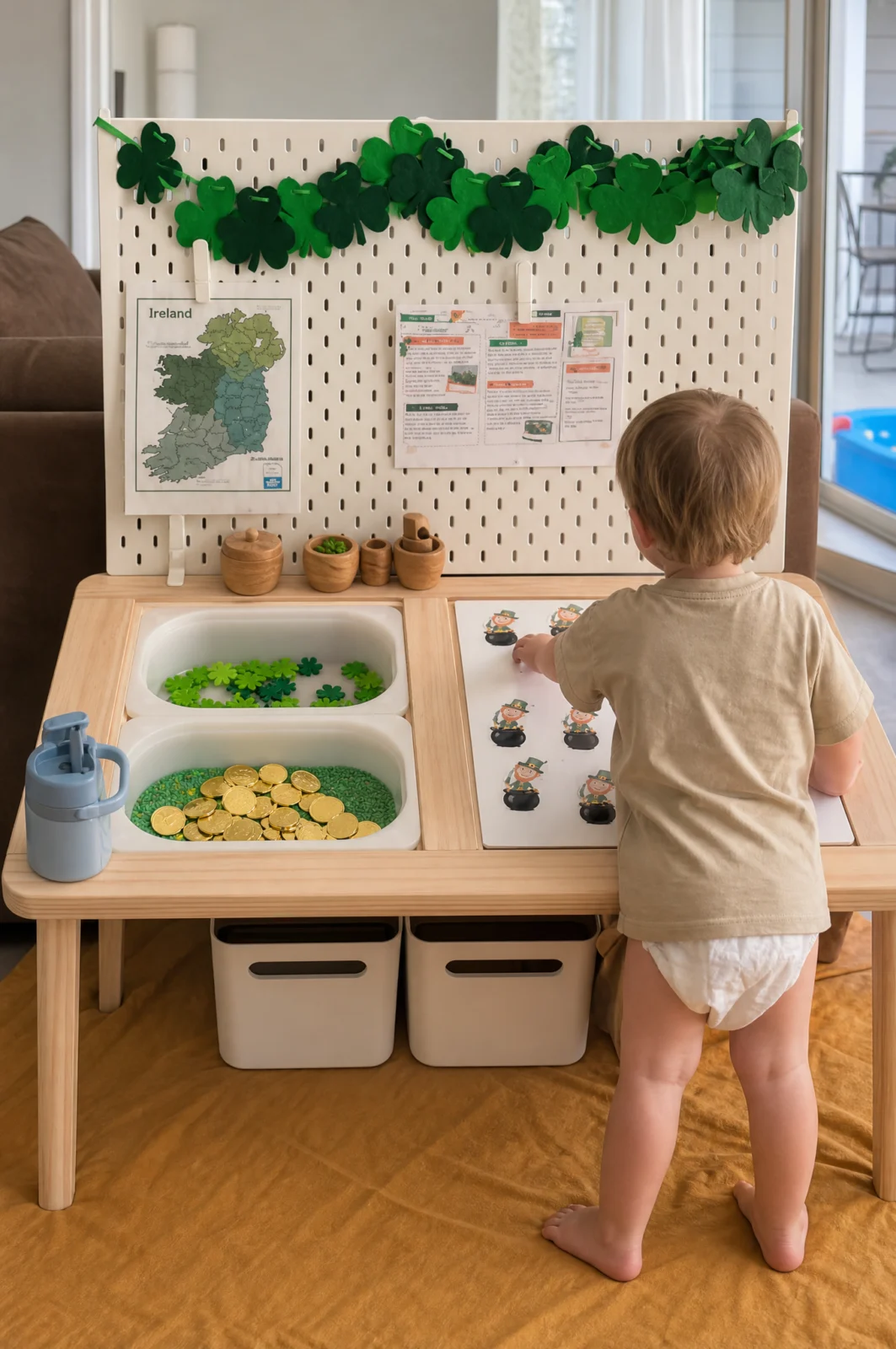 St. Patrick's Day Shamrock & Coin Sensory Table