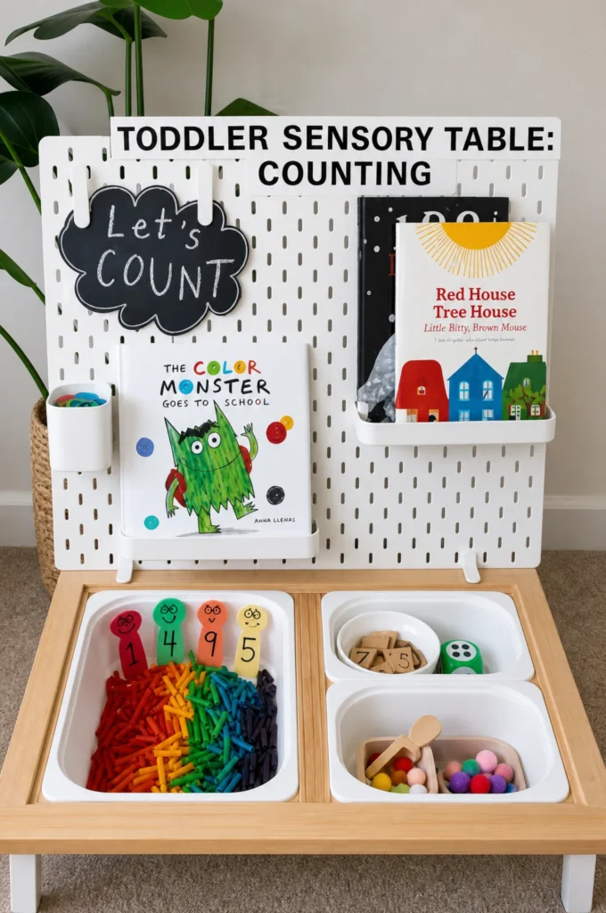 Toddler Counting & Color Matching Sensory Table Idea
