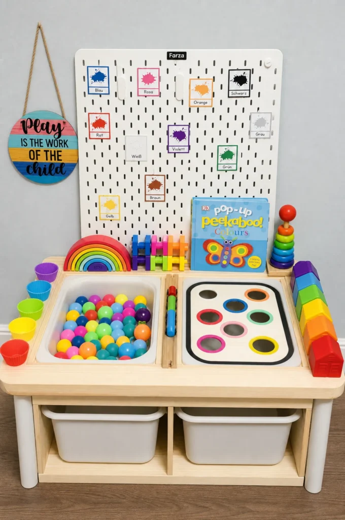 Rainbow Color Sorting & Fine Motor Sensory Bin Idea