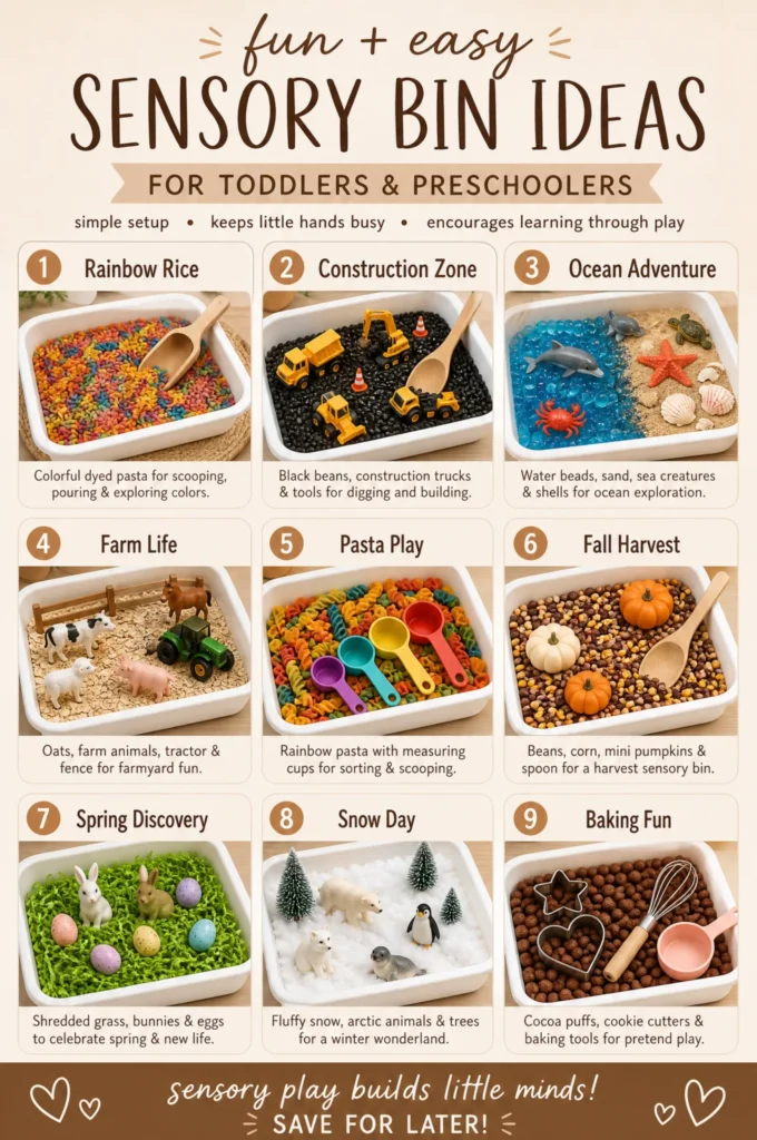 Fun Easy Sensory Bin Ideas for Toddlers & Preschoolers