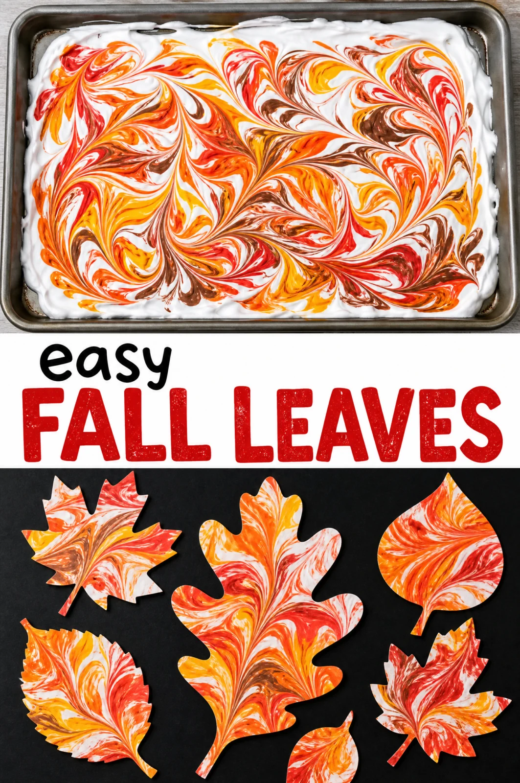 Easy Marbled Shaving Cream Fall Leaves Art Craft for Kids
