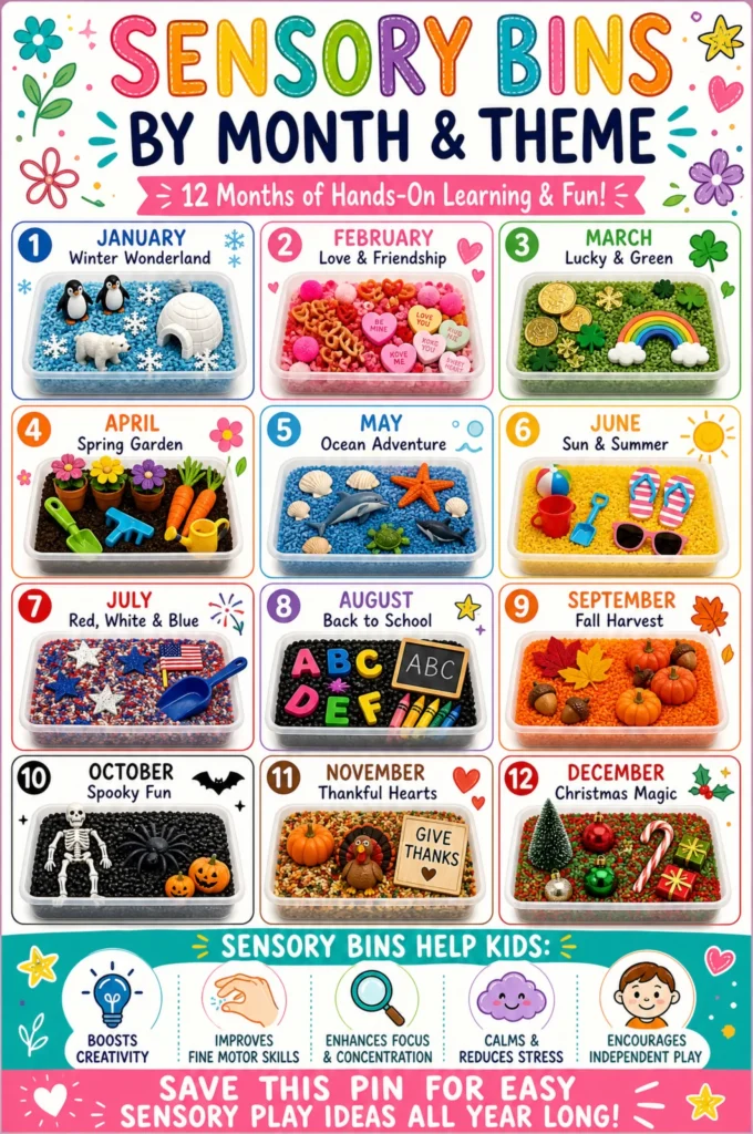 12 Months of Easy Toddler Sensory Bin Themes