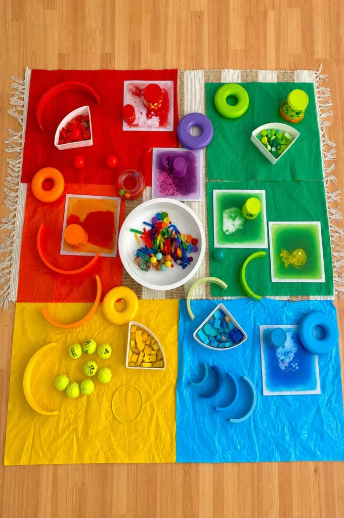 Rainbow Color Sorting & Fine Motor Sensory Mat