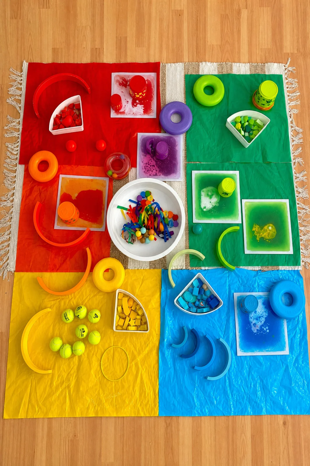 Rainbow Color Sorting & Fine Motor Sensory Mat