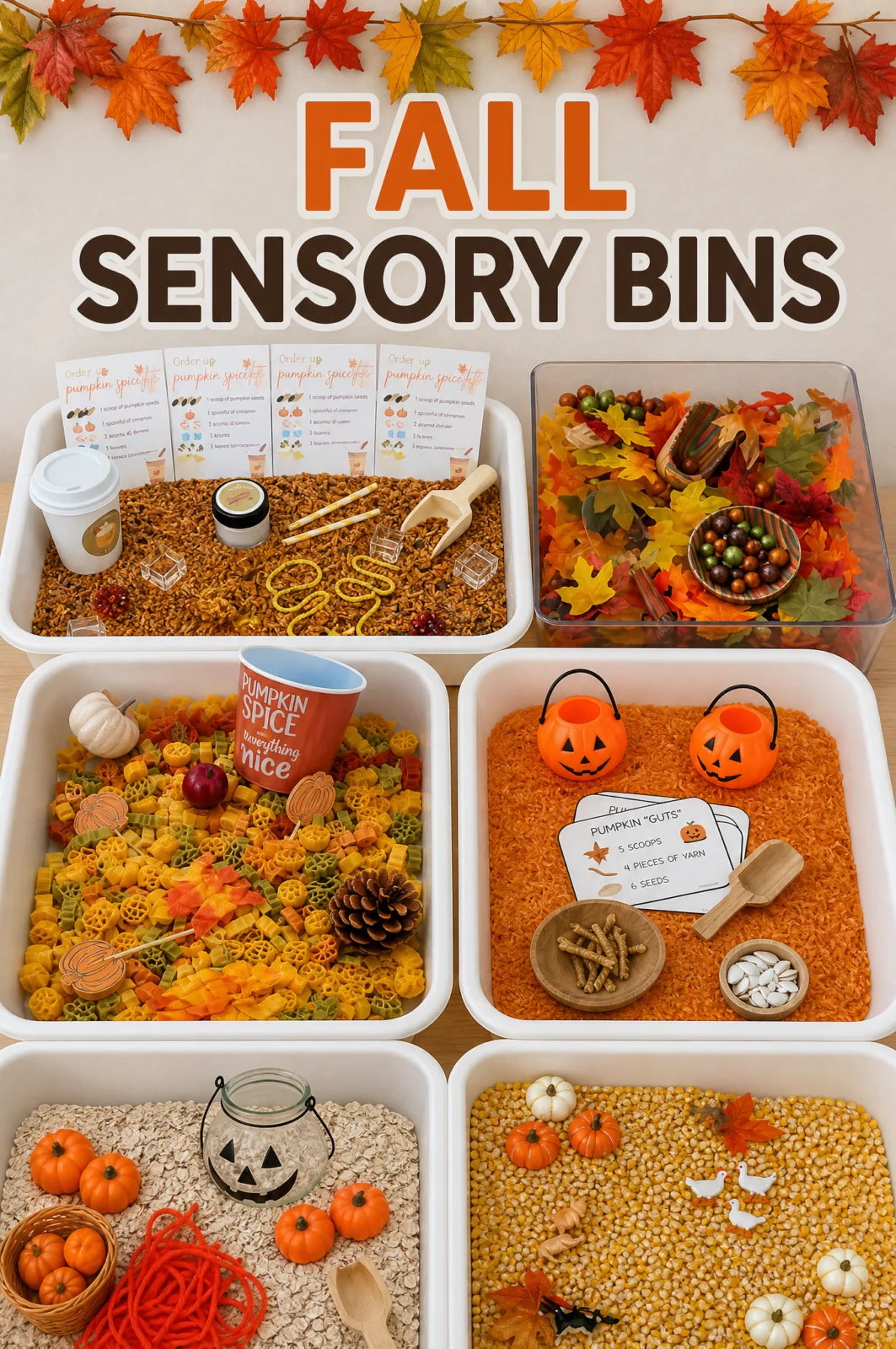 6 Easy Fall & Pumpkin Spice Sensory Bin Ideas