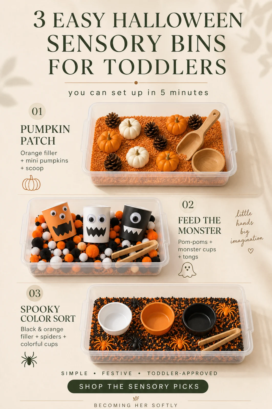 3 Easy 5-Minute Halloween Sensory Bins