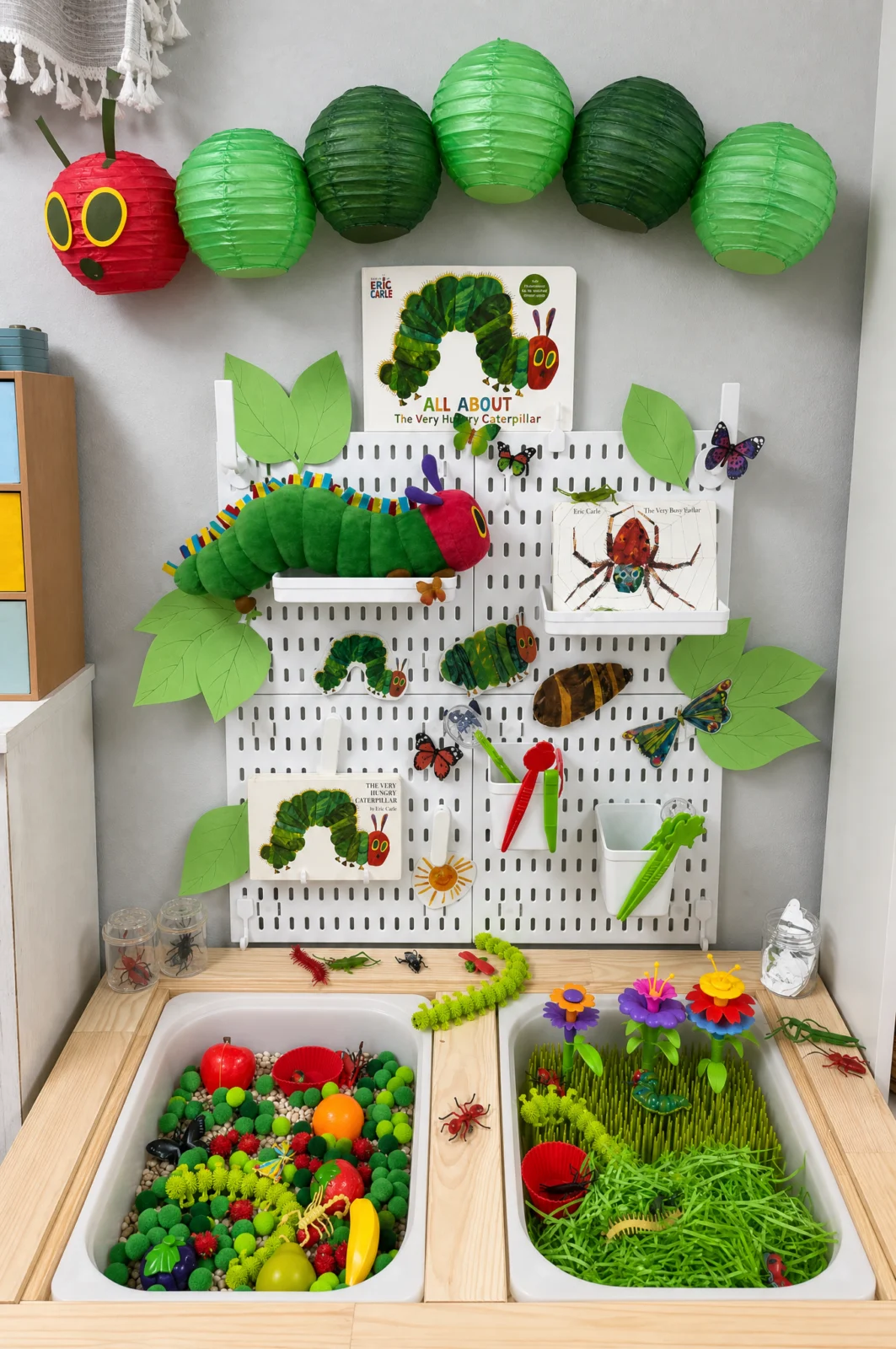 Hungry Caterpillar Sensory Table & Pegboard