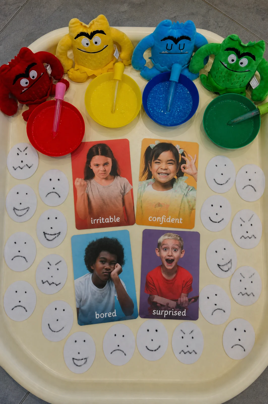 Color Monster Plush & Dropper Sensory Tray Activity