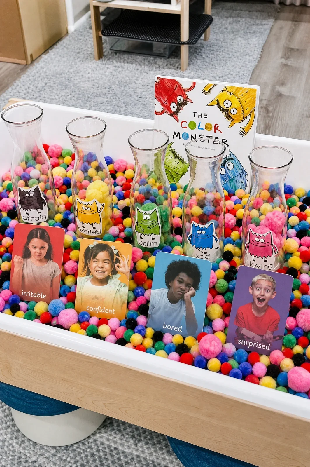 Color Monster Sensory Bin & Emotion Matching Activity
