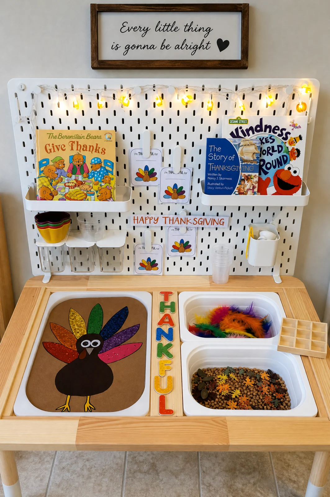 Turkey Thanksgiving Sensory Bin & Flisat Table Setup