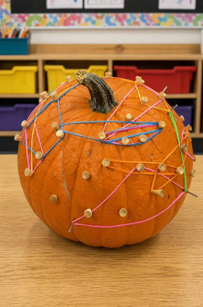 Pumpkin Geoboard Fine Motor Activity for Toddlers