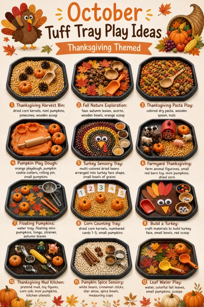 October Tuff Tray Play Ideas: Thanksgiving Sensory Fun
