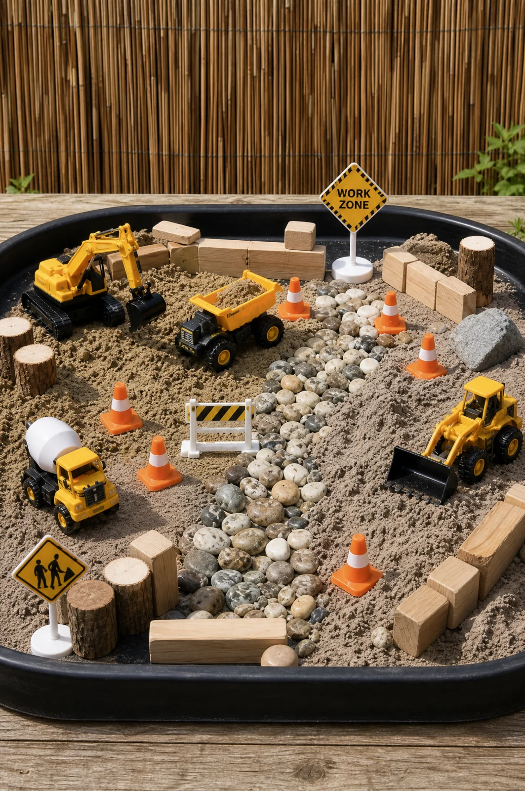 Fall Construction Site Sensory Bin & Small World Play