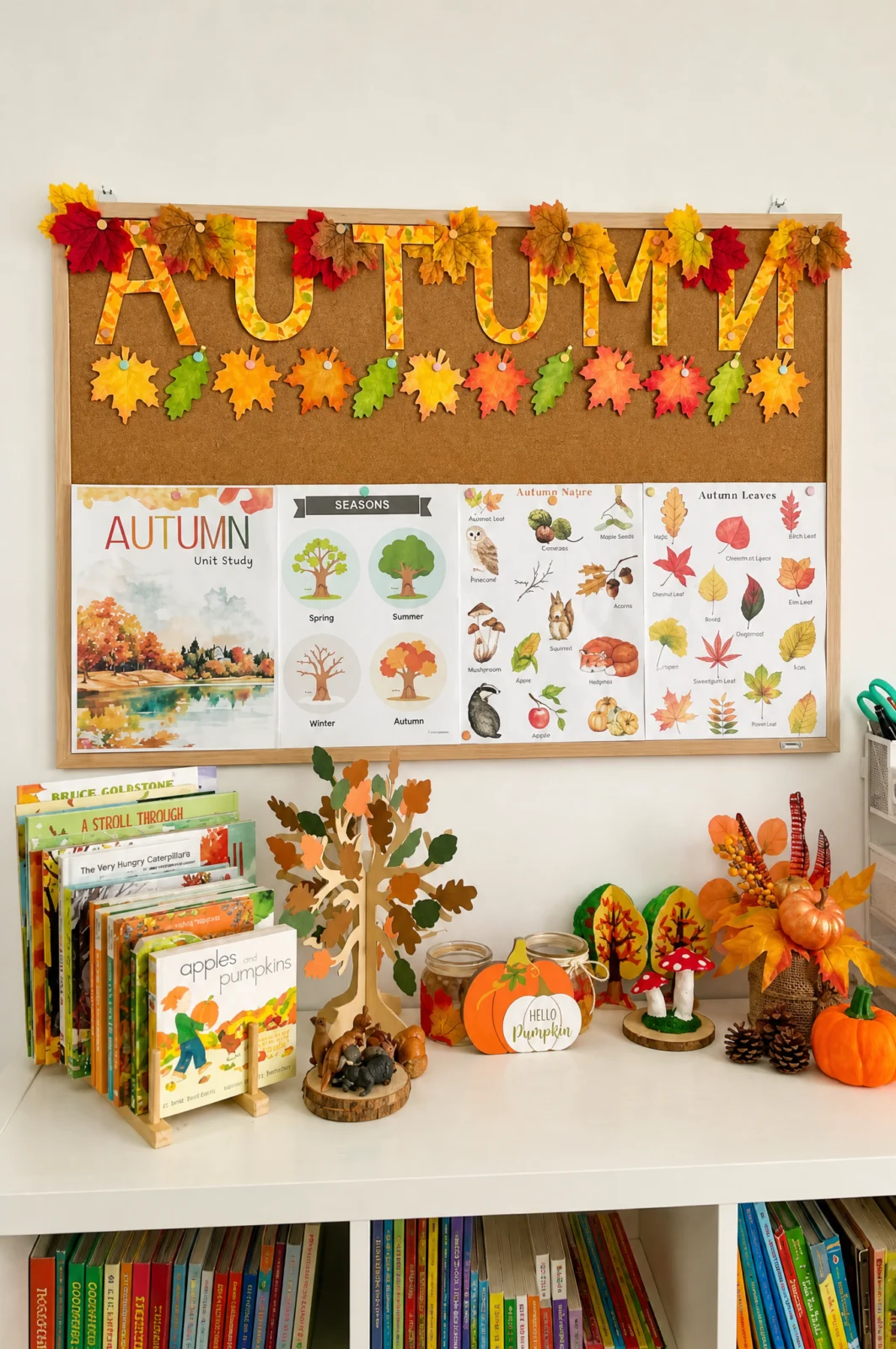 Cozy Autumn Classroom Bulletin Board & Nature Learning Setup
