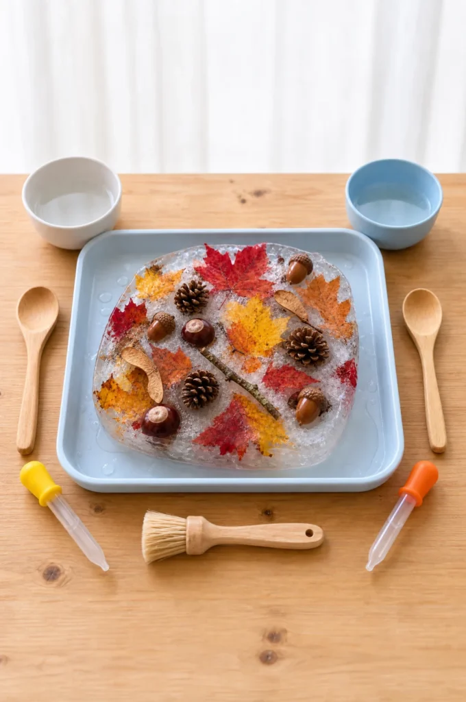Melting Fall Ice Nature Sensory Play & Fine Motor Activity