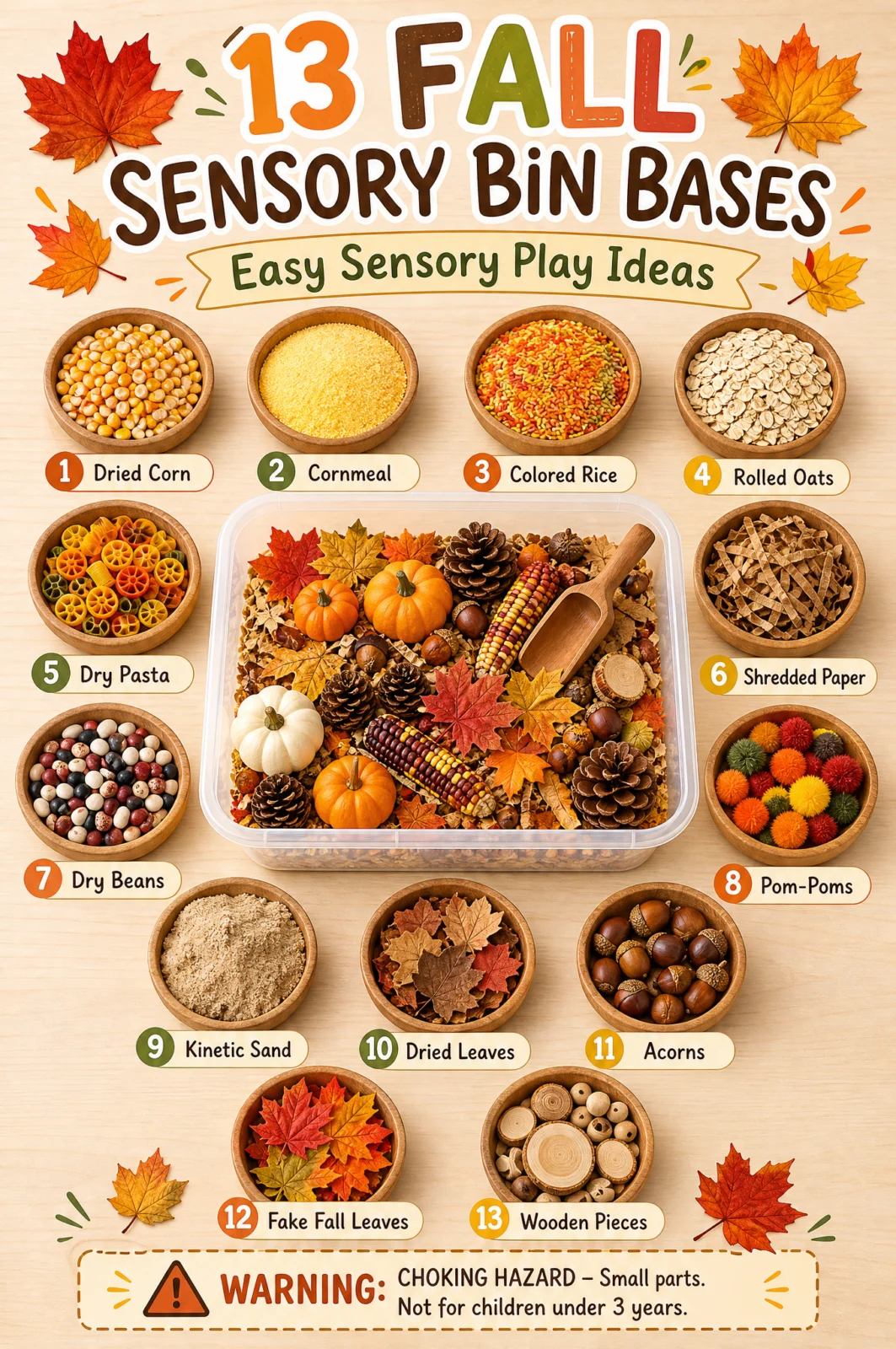 13 Fall Sensory Bin Bases: Easy Toddler Play Ideas