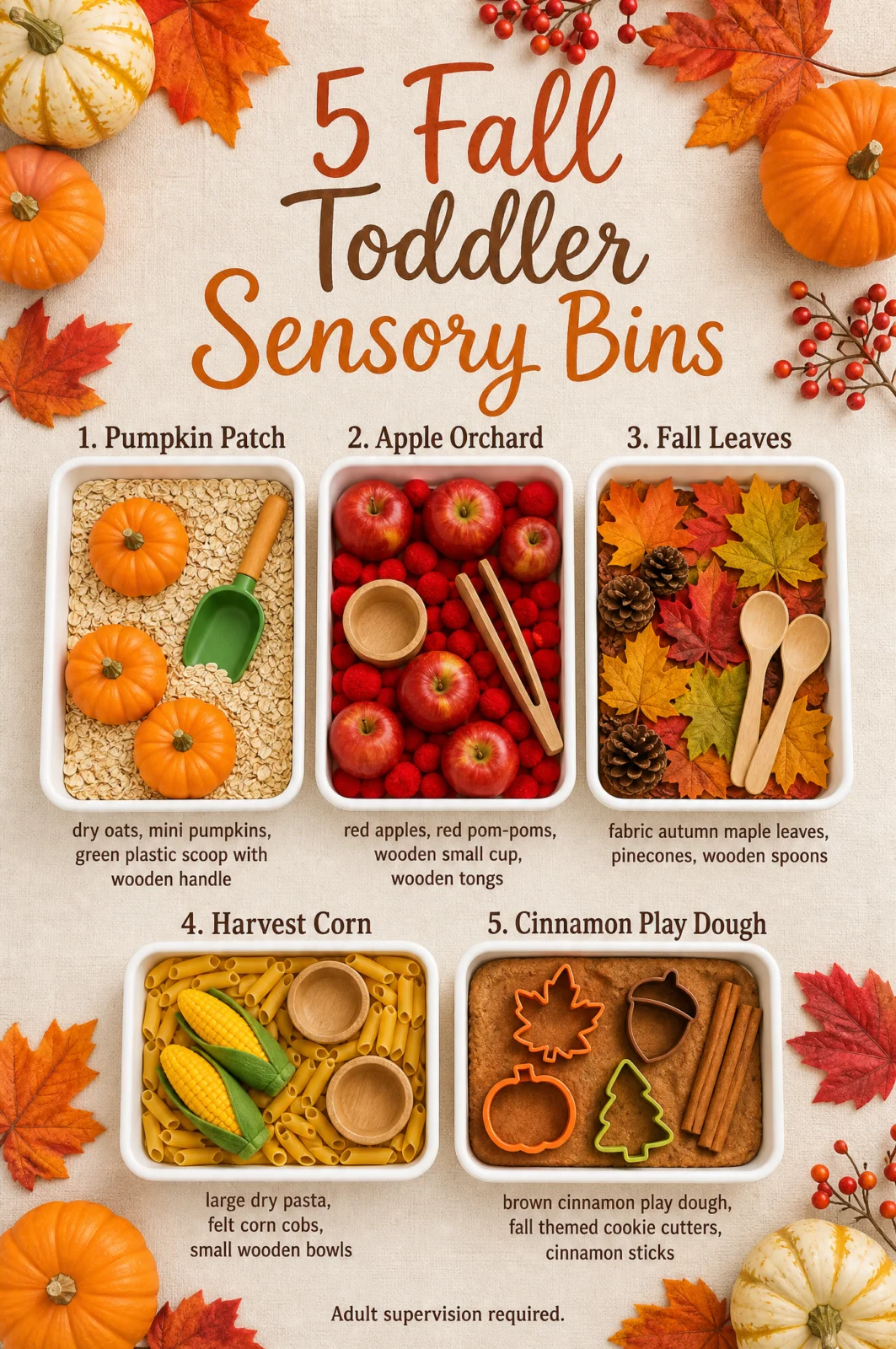 5 Simple Fall Toddler Sensory Bins for Autumn Play