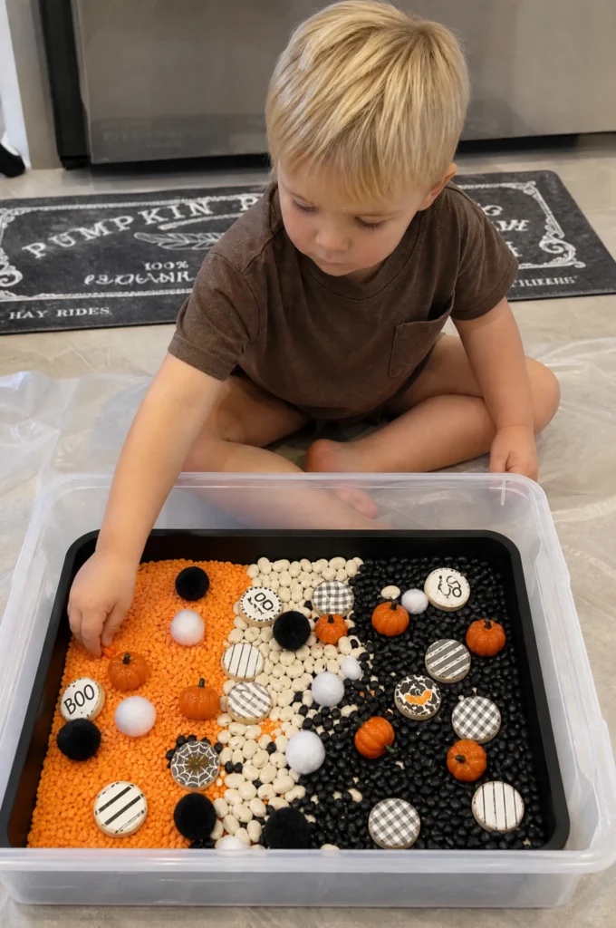 Halloween Sorting Tray in Orange, Black and White