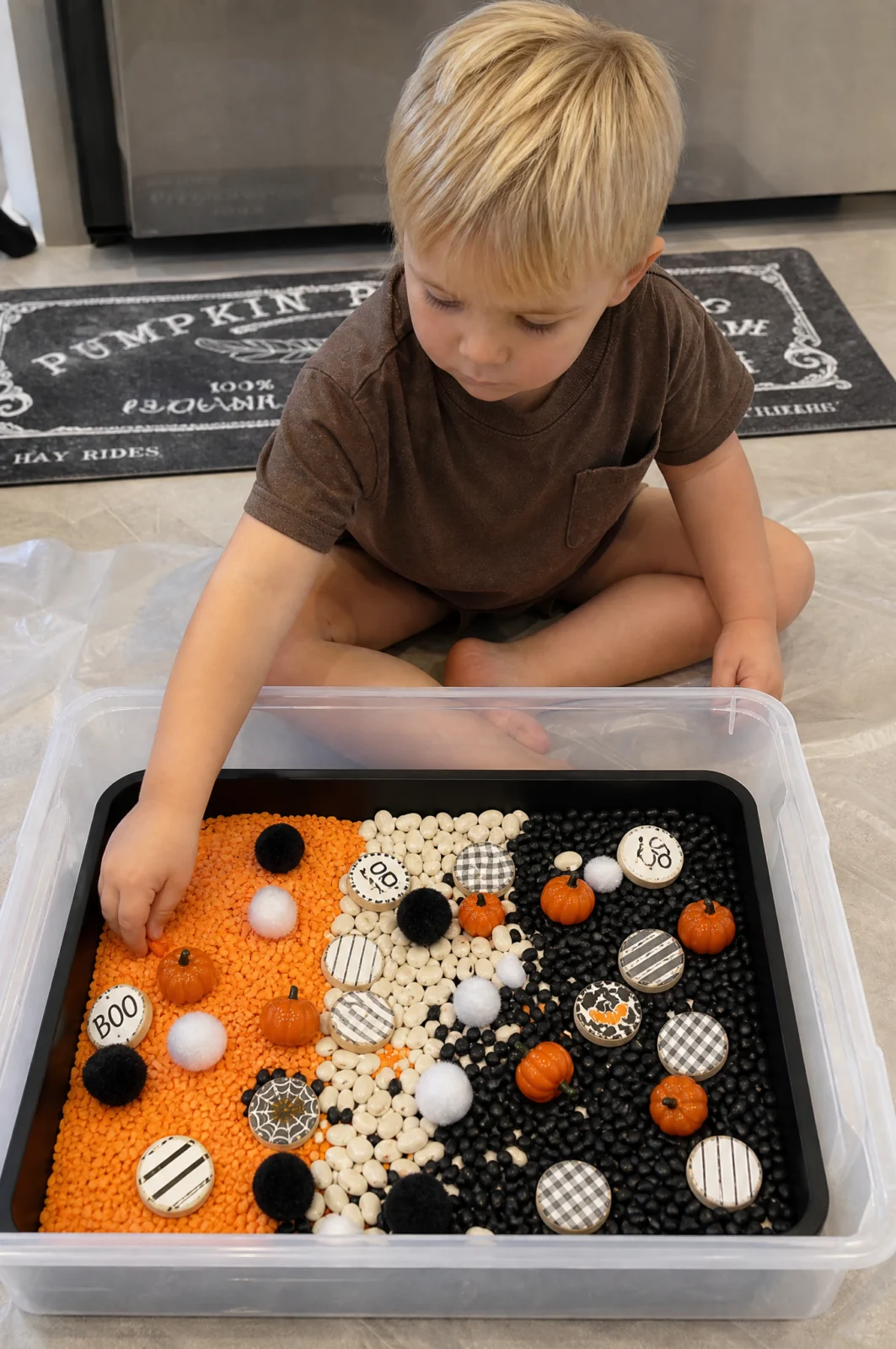Halloween Sorting Tray in Orange, Black and White