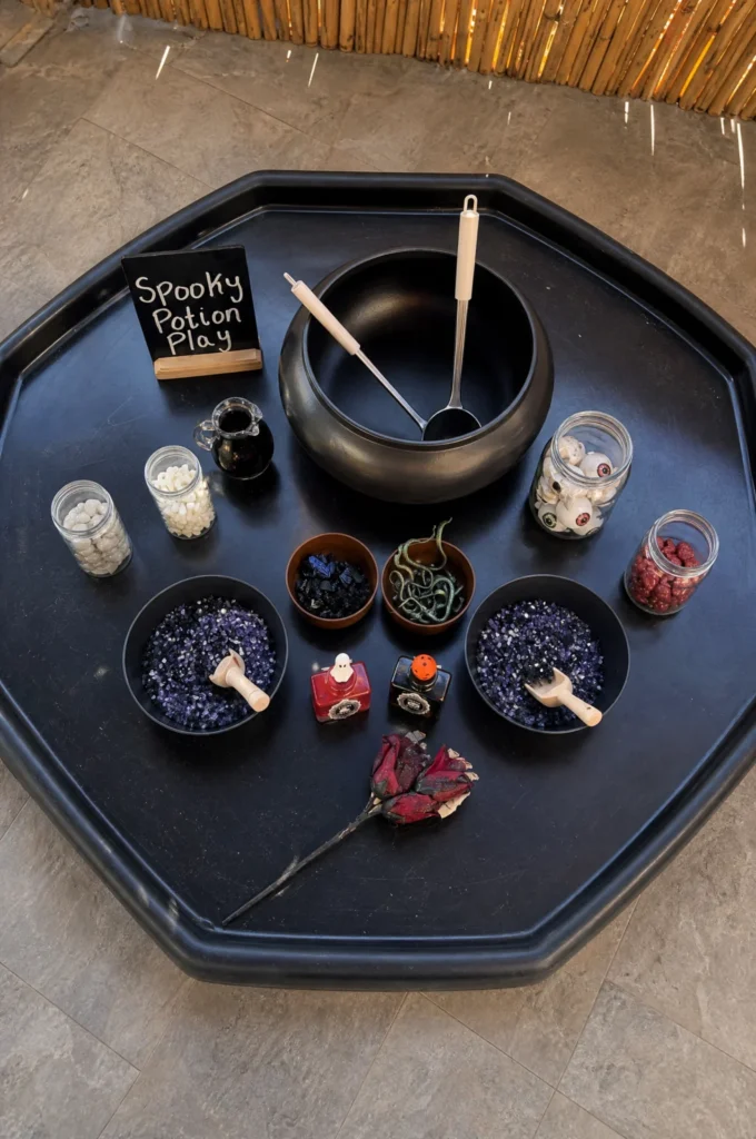 Spooky Potion Making Sensory Tray Setup