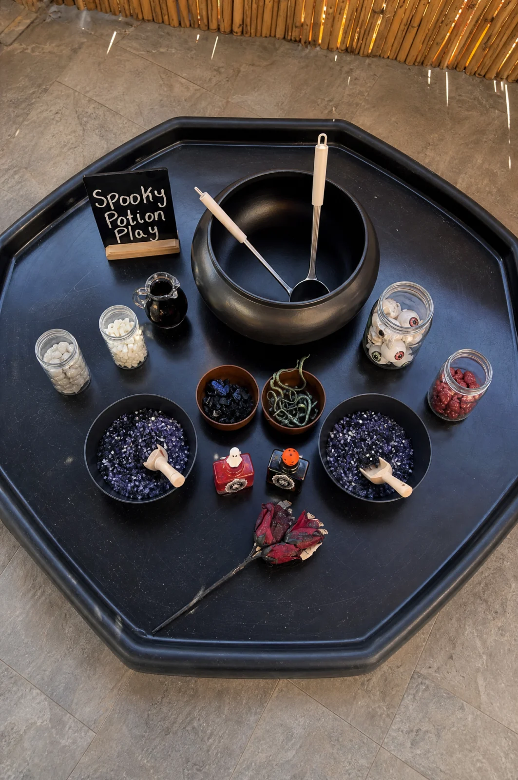 Spooky Potion Making Sensory Tray Setup