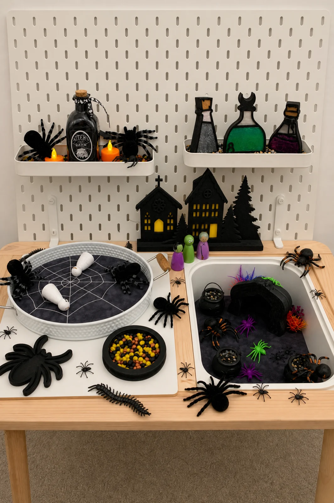 Spider Web & Spooky Potion Halloween IKEA Flisat Setup