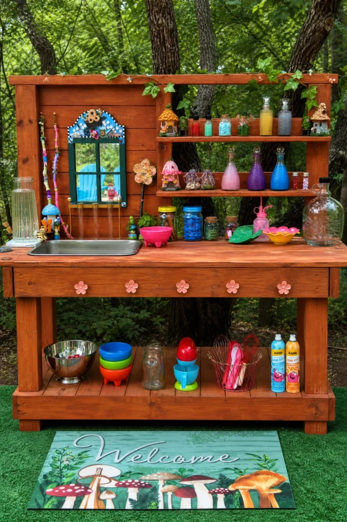 Outdoor Wooden Mud Kitchen Potion Station for Kids