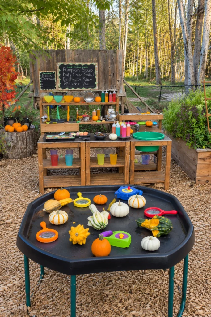 Outdoor Mud Kitchen Pumpkin Bakery Sensory Station