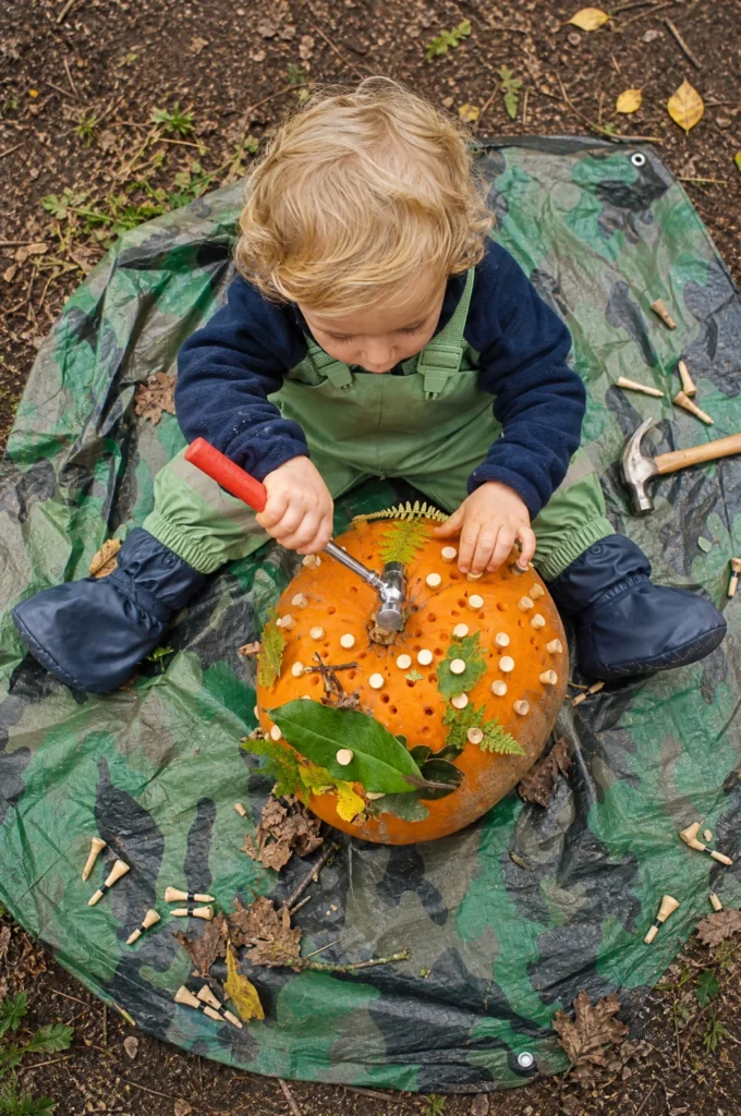 Pumpkin Hammering Fine Motor Activity for Toddlers