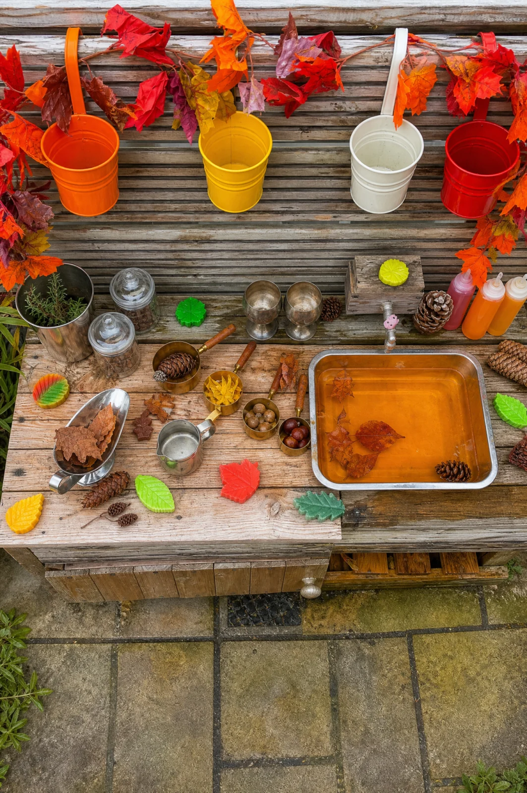 Fall Mud Kitchen Autumn Leaves Pretend Play Station