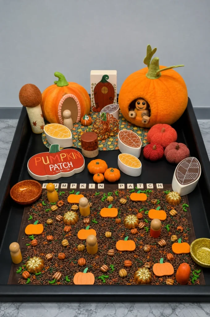Autumn Pumpkin Patch Small World Sensory Tray