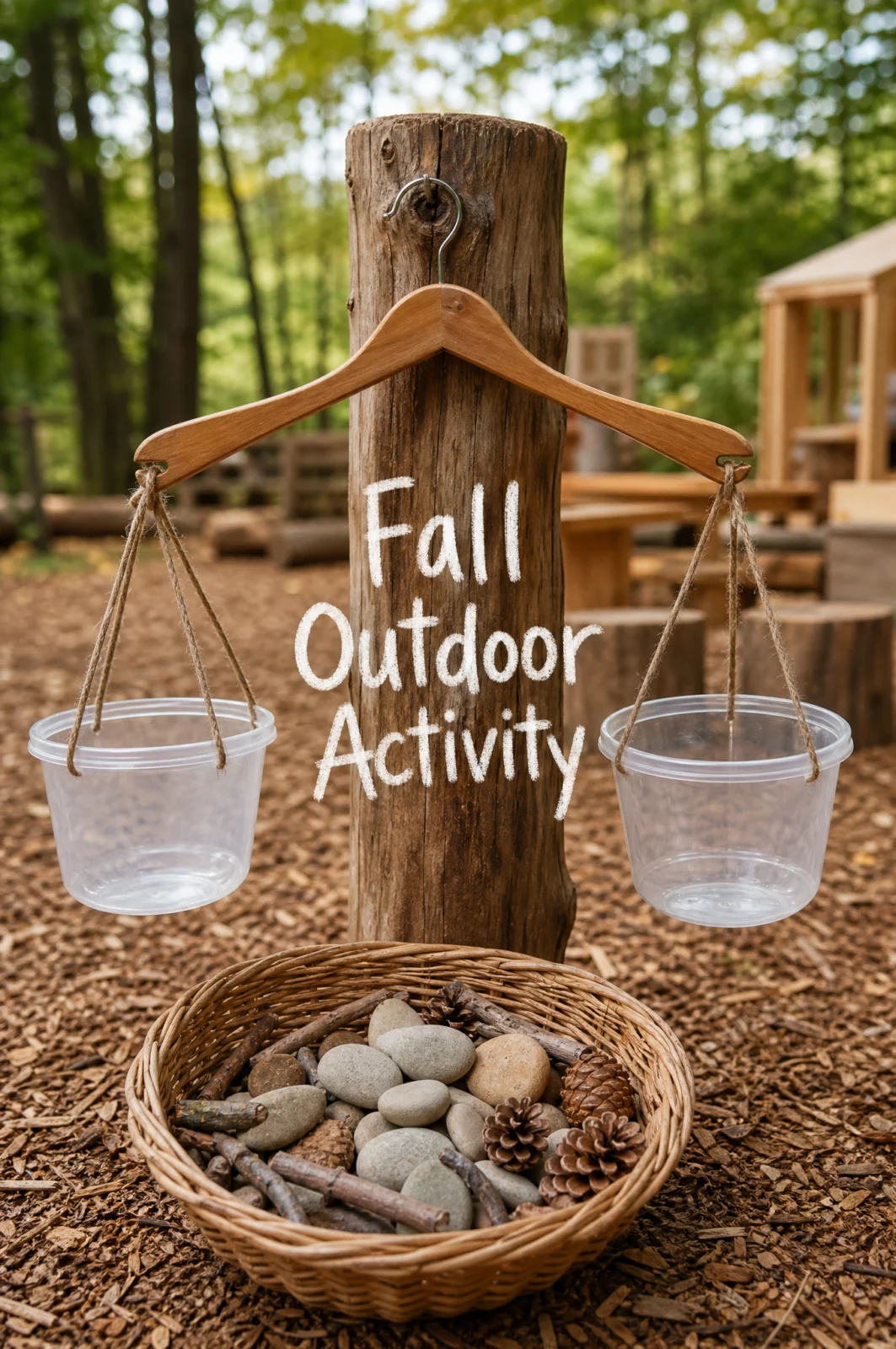DIY Outdoor Fall Balance Scale Nature Activity Idea