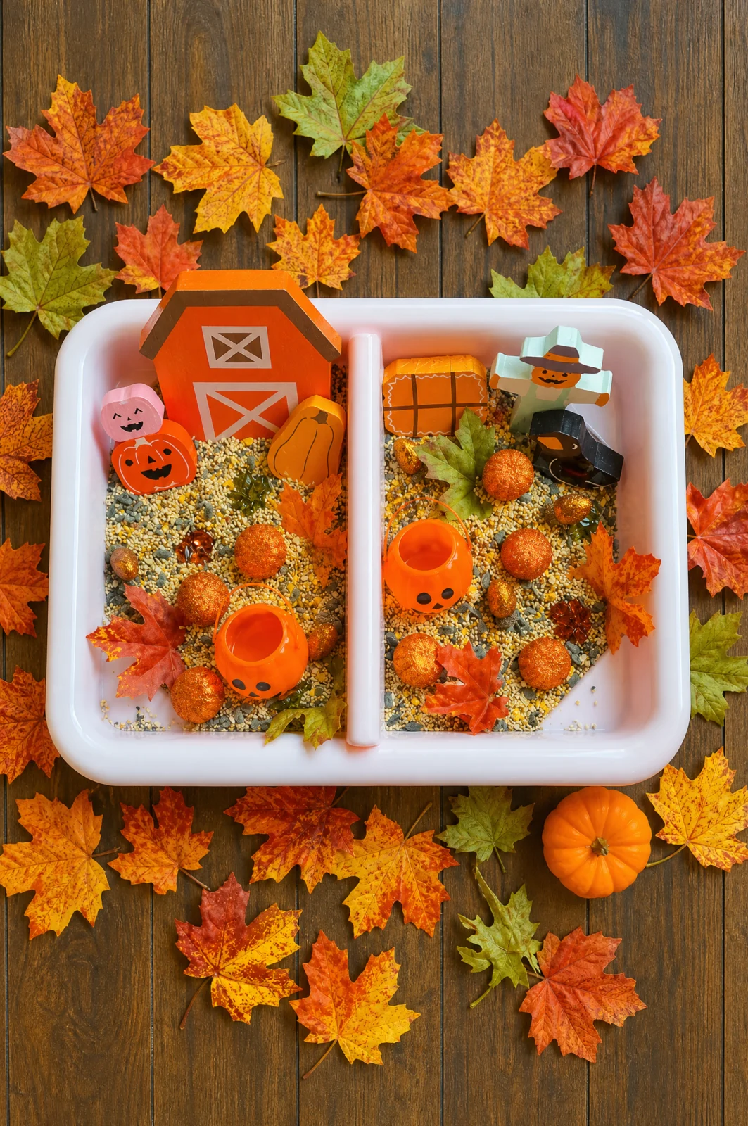 Thanksgiving Pumpkin Patch Farm Sensory Bin Idea