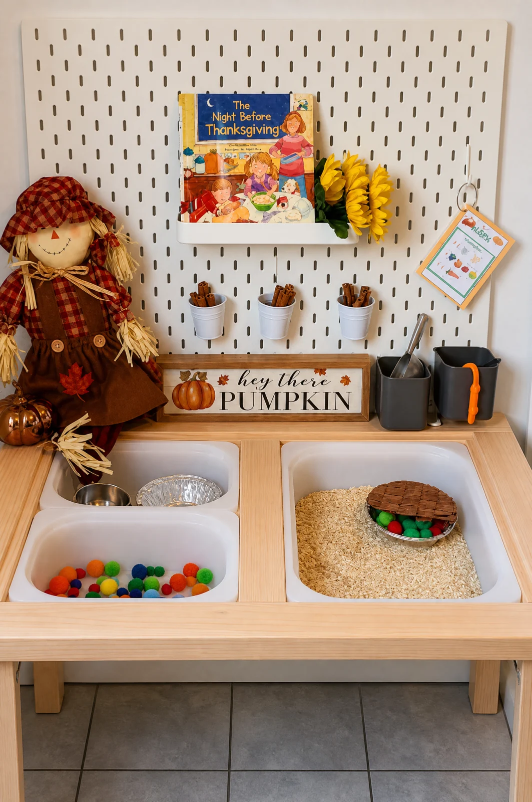 Scarecrow Theme Thanksgiving Baking Sensory Setup