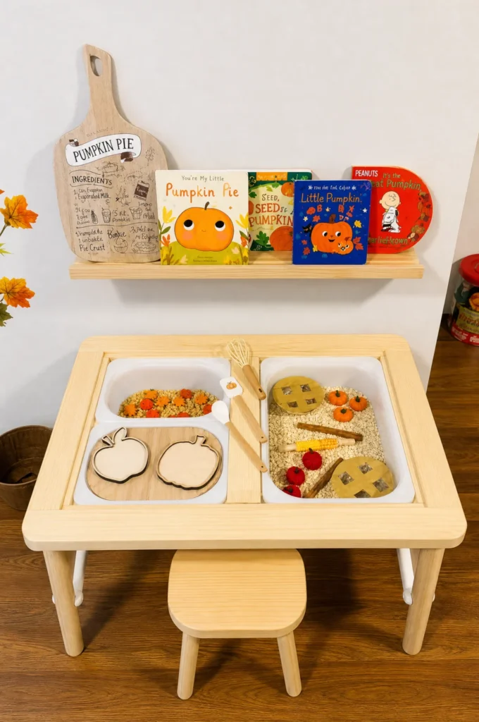 Pumpkin Pie Storybook Sensory Bin & Baking Setup